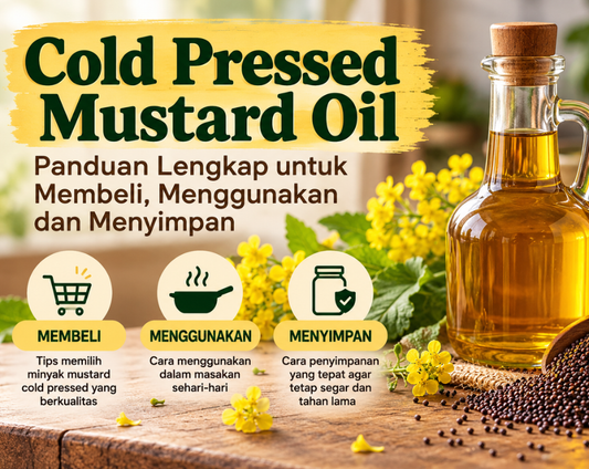 Golden Cold Pressed Mustard Oil poured from a glass bottle beside mustard seeds