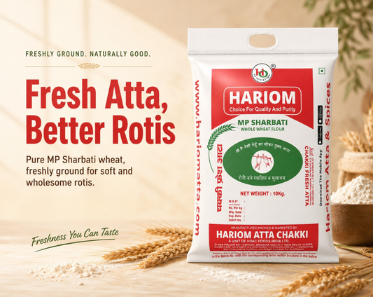 Fresh chakki atta and whole wheat flour for making soft rotis