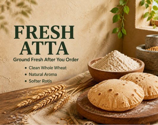Freshly ground fresh atta – pure wheat flour milled fresh by Hariom Atta & Spices
