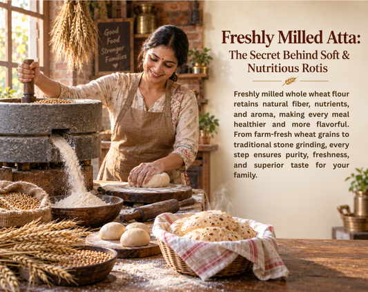 Freshly milled atta stone-ground wheat flour from Hariom Atta & Spices