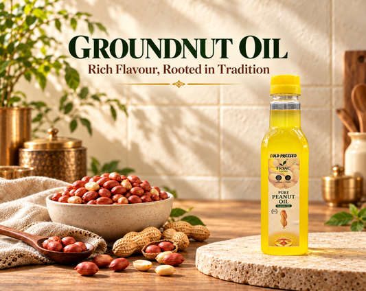 Groundnut oil bottle — pure cold-pressed peanut oil by Hariom Atta & Spices
