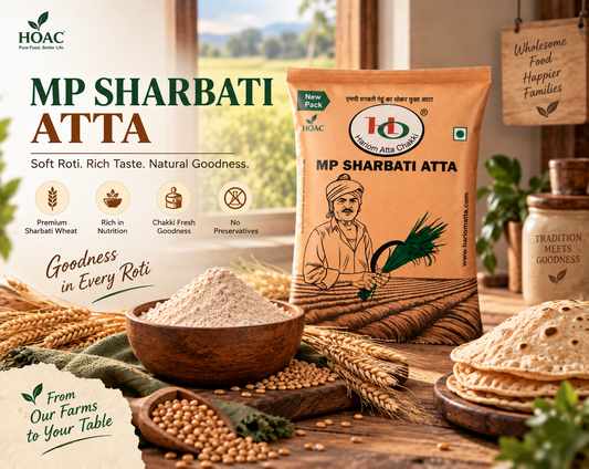 Fresh chakki Sharbati atta stone-ground for soft roti