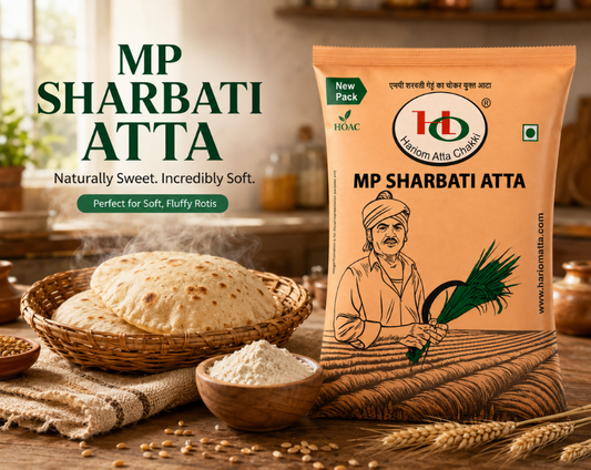 MP sharbati atta 5kg pack – premium organic sharbati atta, best sharbati atta in India by Hariom