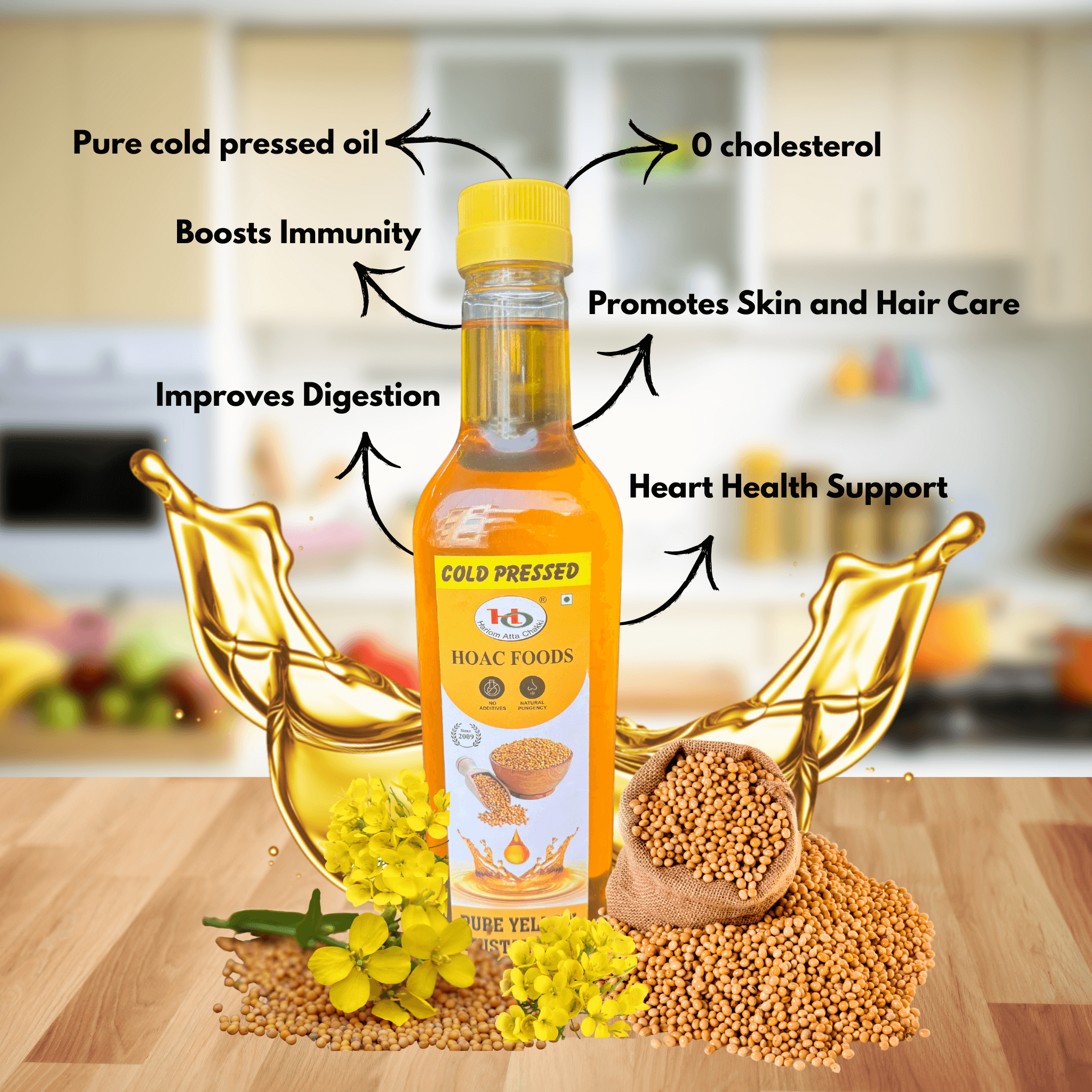Cold Pressed Yellow Mustard Oil – Hariom Atta & Spices
