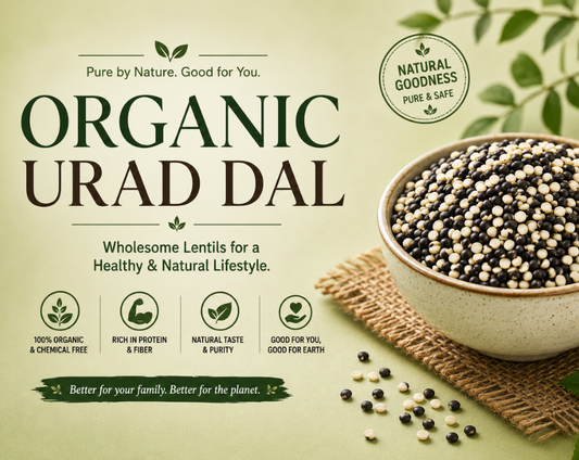Organic urad dal with whole black and white lentils