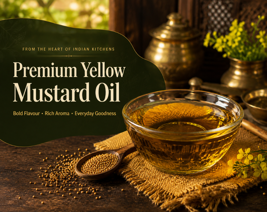 Premium cold-pressed mustard oil bottle from Hariom Atta & Spices