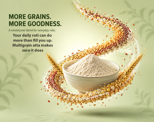 fresh stone ground multigrain atta and whole wheat atta compared for soft roti making