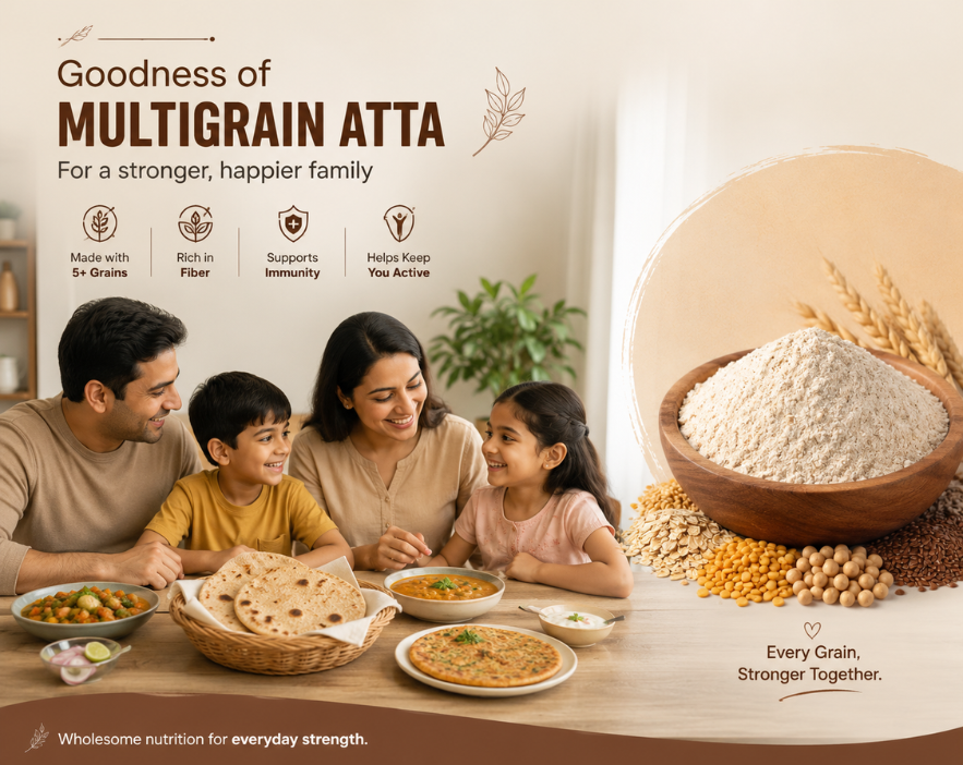 Multigrain atta for digestion and gut health - chakki fresh flour