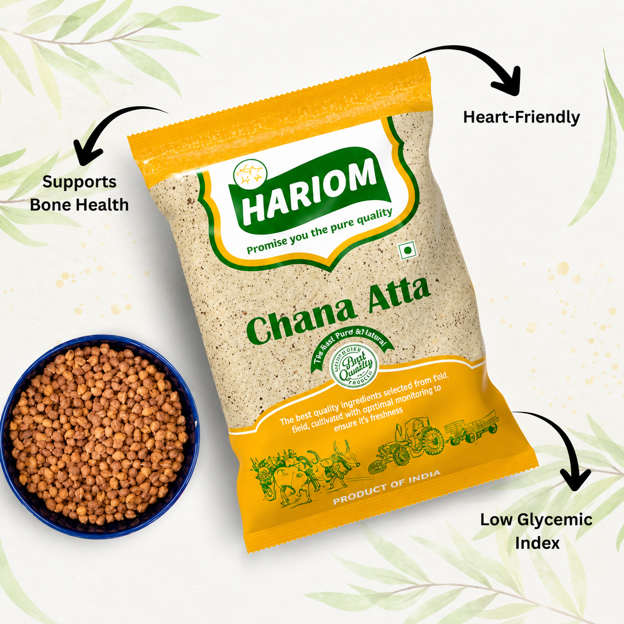 Chana Atta | Bengal Gram Flour | High Protein Diabetic Atta | Hariom ...